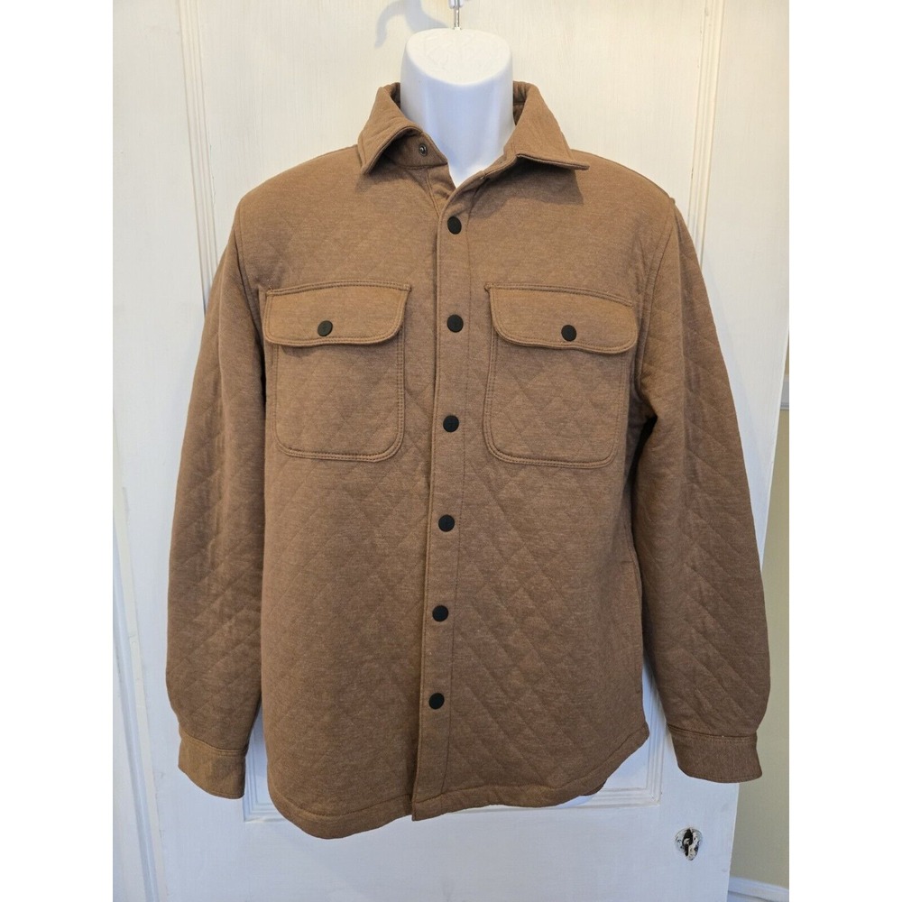 NWT Kenneth Cole Men's Brown Quilt Look Lightweight Shirt‎ Jacket Snap Closure